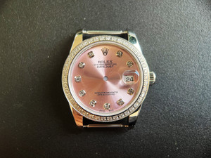 Steel Ladies Rolex 31mm DateJust Watch Set With CZ Rhinestones Bezel And Pink Dial Has CZ Rhinestones And President Watch Band Fit ETA 2671 Movement