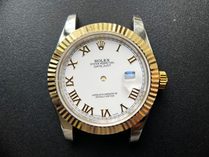 New Style Of 2-tone Rolex 41mm DateJust Watch Set  With Golden Fluted Bezel And White 2-tone Dial Has Golden Roman Numerals Fit ETA 2824 Movement