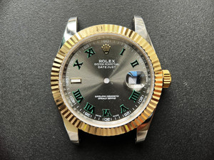 New Style Of 2-tone Rolex 41mm DateJust Watch Set  With Golden Fluted Bezel And Wimbledon Rhodium Dial Fit ETA 2824 Movement