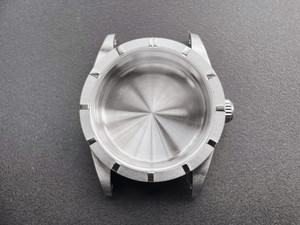 Unbranded Vintage Style of 36mm Stainless Steel Air-King Watch Case With Engine Turned Bezel And 20mm Lugs Have Drilled Through Holes Fit ETA 2824 Or  NH35/36/38 Movement And Dial In 28.0~29.0mm