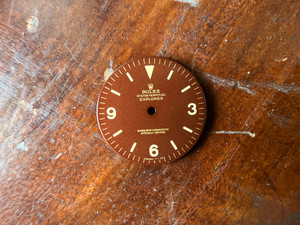 Vintage Style Of 1016 Tropical Reddish Brown Gilt Explorer Dial Marked Rolex Symbol With Super Yellow Luminous  Fit ETA 2824 Or 2836 Or NH35/38 Or DG 2813 Or MIYOTA 8215 In 28.5mm
