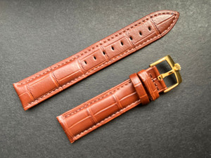 20mm Brown Genuine Italy Leather Band Strap With Golden Buckle Marked Crown Logo For The Rolex Watch