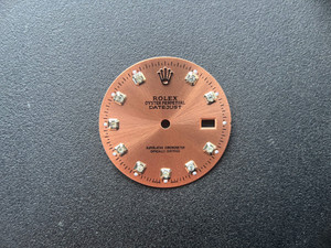 16200 28mm Rose Golden Salmon Sunburst Dial Marked Rolex Symbol With Silver CZ Rhinestones For Mens Steel DATEJUST Watch Fit ETA 2836 Or 2824 Automatic Movement With DWO