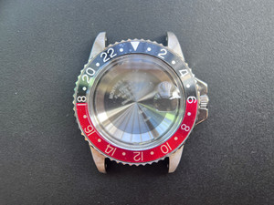 Updated ROLEX Signed Vintage Style of 39.6mm Stainless Steel 1675 GMT Watch Case With Acrylic Bubble Crystal Coca-Cola Friction Bezel And 20mm Lugs Have Drilled Through Holes Fit Modified 2836 Movement And Dial In 27.3mm With DWO