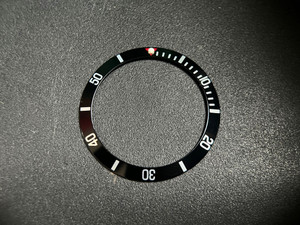 Vintage Style Black Aluminum Bezel Insert With Silver Numbers And Red Triangle For Rolex Submariner Watch Case Of 6538 Or 5508