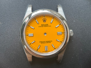 New Style Of Steel Rolex 41mm Oyster Perpetual Watch Set  With Domed Bezel And Yellow Dial And Oyster Watch Band Fit 2824 Movement