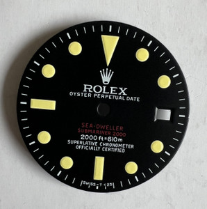 29mm Vintage Model Of 1665 SEA-DWELLER Submariner Dial In Matt Black Double Red Marked Rolex Symbol With Yellow Lume Fit ETA 2836 Or 2824 Or DG 2813 Or MIYOTA 8215 movement