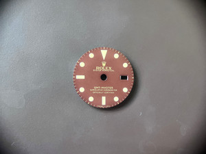 27.3mm 1675 Vintage Style Of Brown Tropical Gilt GMT Master Dial With Super Yellow Luminova Marked Rolex Symbol Fit ETA 2836 Or DG3804B movement With Date Wheel Overlay For 4 Hands