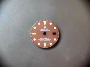 27.3mm 1675 Vintage Style Of Brown Tropical GMT Master Dial With Super Yellow Luminova Marked White Text and Rolex Symbol Fit ETA 2836 Or DG3804B movement With Date Wheel Overlay For 4 Hands