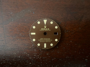 27.3mm 1675 Vintage Style Of Coffee Deep Brown Tropical Gilt GMT Master Dial With Super Yellow Luminova Marked Rolex Symbol Fit ETA 2836 Or DG3804B movement With Date Wheel Overlay For 4 Hands