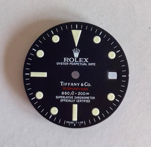 29mm 1680 Black Tiffany Submariner Dial In Matt Marked Rolex Symbol  With Red "SUBMARINER" And Super White Luminova For ETA 2836 Or 2824 Or DG 2813 Or MIYOTA 8215 movement