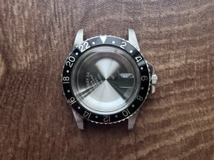 UPDATED ROLEX Signed Vintage Style of 39.6mm Stainless Steel 1675 GMT Watch Case With Acrylic Bubble Crystal Black Friction Bezel And 20mm Lugs Have Drilled Through Holes Fit Modified 2836 Movement And Dial In 27.3mm With DWO