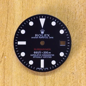 29mm Matte Black 1680 Submariner Dial Marked Rolex Symbol  With Red "SUBMARINER" And Super White Luminova For ETA 2836 Or 2824 Or DG 2813 Or MIYOTA 8215 movement