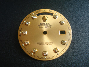 28.7mm Champagne Sunburst Dial Marked Rolex Symbol With Golden CZ Rhinestones For Mens 36mm DAY-DATE Watch Fit ETA 2836 Or DG 2813 Automatic Movement