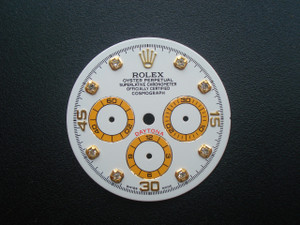 29mm White Dial Marked Rolex Symbol With Golden CZ Rhinestones And Yellow Circle For Mens DAYTONA Watch Fit Chinese 7750 Automatic Movement