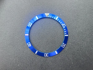 Vintage Style Of Blue Aluminum Bezel Insert With Silver Numbers For Rolex 40mm Submariner Watch Case Of  16800, 16803, 16808, 16610, 16613, 16618