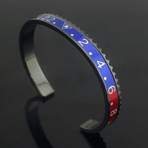 Black Pepsi Blue-Red Titanium Steel Rolex Watch Bezel Wrist Bangle Bracelet Speedometer GMT-MASTER Oyster