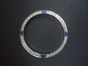 White Gold Alloy Plated Golden Bezel With 4 Sapphire and 36 White CZ Rhinestones For Mens 36mm ROLEX DATEJUST Or DAY-DATE Watch