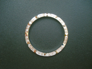 White Gold Alloy Plated Bezel With CZ Rhinestones And Pyramid For Mens 36mm ROLEX DATEJUST Or DAY-DATE Watch