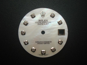 28mm Mother Of Pearl White Dial Marked Rolex Symbol With Silver CZ Rhinestones And Date Window Fit ETA 2836 Or 2824 Or DG 2813 Or MIYOTA 8215 Automatic Movement For Mens Steel DATEJUST Watch