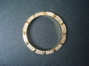 Gold Alloy Plated Yellow Golden Bezel With CZ Rhinestones And Pyramids For Ladies 26mm ROLEX DATEJUST Watch