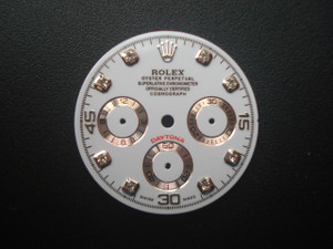 29mm White Dial Marked Rolex Symbol With Silver CZ Rhinestones For Mens DAYTONA Watch Fit Chinese 7750 Automatic Movement