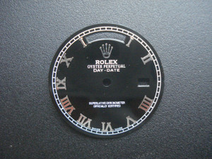 29mm Glossy Black Dial Marked Rolex Symbol With Silver Roman Numerals For Mens 36mm Steel DAY-DATE Watch Fit ETA 2836 Or DG 2813 Automatic Movement