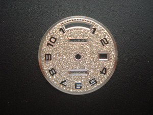 29mm White Golden Dial Marked Rolex Symbol With Full CZ Rhinestones And Black Numbers For Mens 36mm Steel DAY-DATE Watch Fit ETA 2836 Or DG 2813 Automatic Movement