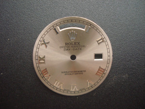 29mm Silver-Grey Sunburst Dial Marked Rolex Symbol With Silver Roman Numerals For Mens 36mm Steel DAY-DATE Watch Fit ETA 2836 Or DG 2813 Automatic Movement