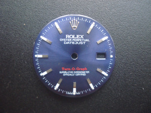 28.7mm Purple-Blue Sunburst Dial Marked Rolex Symbol With Silver Sticks For Mens DATEJUST TURN-O-GRAPH Watch Fit DG 2813 Or MIYOTA 8215 Automatic Movement With DWO