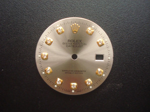 28.6mm Silver Sunburst Dial Marked Rolex Symbol With Golden Rhinestones For Mens Golden Or 2-tone DATEJUST Watch Fit DG 2813 Or MIYOTA 8215 Automatic Movement With DWO