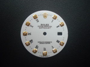 28.6mm white Dial Marked Rolex Symbol With Golden Rhinestones And Roman Numerals For Mens DATEJUST Watch Fit DG 2813 Or MIYOTA 8215 Automatic Movement With DWO