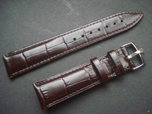 20mm Deep Brown Genuine Italy Leather Band Strap With Steel Buckle Marked Crown Logo For The Rolex Watch