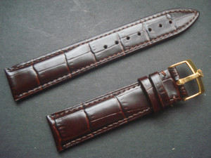20mm Deep Brown Genuine Italy Leather Band Strap With Golden Buckle Marked Crown Logo For The Rolex Watch