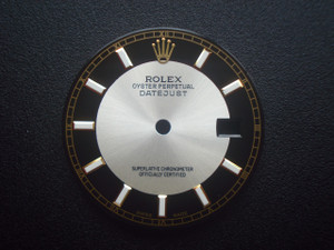 116233 28.0mm Silver And Black Sunburst Tuxedo Dial Marked Rolex Symbol With Golden Luminous Sticks For Mens 2-Tone DATEJUST Watch Fit ETA 2836 Or DG 2813 Or MIYOTA 8215 Automatic Movement With DWO