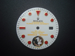 29mm Glossy White Dial With Red Hour Markers Marked Rolex And SEMINOLE-MARINER Symbol For Mens 2-tone FLORIDA STATE UNIVERSITY Submariner Watch Fit DG 2813 Or MIYOTA 8215 Automatic Movement With DWO