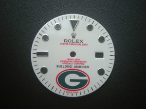 29mm Glossy White Dial With Green Hour Markers Marked Rolex And BULLDOG-MARINER Symbol For Mens Steel Oyster Submariner Watch Fit DG 2813 Or MIYOTA 8215 Automatic Movement  With DWO