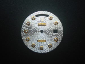 29mm Siver Dial Marked Rolex Symbol With Totem And Golden CZ Rhinestones For Mens 36mm 2-tone Or Golden DAY-DATE Watch Fit ETA 2836 Or DG 2813  Automatic Movement