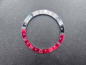 Vintage ROLEX GMT-MASTER Style Of Coca Cola Black-Red Aluminum Bezel Insert With Silver Numbers For Rolex 40mm Watch