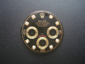 29mm Black Dial Marked Rolex Symbol With Golden CZ Rhinestones For Mens DAYTONA Watch Fit Chinese 7750 Automatic Movement