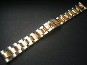 20mm Stainless Steel Golod Alloy Plated 2-tone Oyster Watch Band Bracelet Strap Marked Rolex Crown Logo With Solid End Pieces For ROLEX 16623  Mens 40mm Yacht-Master Watch Case