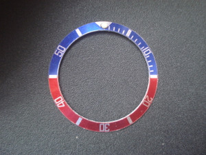Vintage Style Of Pepsi Blue-Red Aluminum Bezel Insert With Silver Numbers For ROLEX 40mm Submariner  Watch Case Of 16610, 14060, 5513 Or 1680