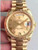 Rolex 41mm Golden Day-Date Watch Set  With Fluted Bezel And Champagne Dial Has White And Red CZ Rhinestones Fit ETA 2836 Movement