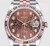 New Style Of 2-tone Rolex 41mm DateJust Watch Set  With Rose Golden Fluted Bezel And Coffee Brown Rose Golden 2-tone Dial Has Golden Luminous Sticks Fit ETA 2824 Movement
