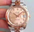 New Style Of 2-tone Rolex 41mm DateJust Watch Set  With Rose Golden Fluted Bezel And Coffee Brown Rose Golden 2-tone Dial Has Golden Luminous Sticks Fit ETA 2824 Movement