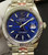 Newer Style Of 2-tone Rolex 41mm DateJust Watch Set  With Yellow Golden Fluted Bezel And Silver 2-tone Palm Leaf Dial Has Yellow Golden Luminous Sticks Fit ETA 2824 Movement