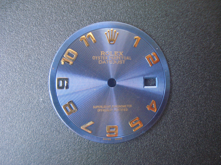 28.5mm Blue Annular Relief Dial Marked Rolex Symbol With Golden Arabic Numerals And Date Window Fit DG 2813 Or MIYOTA 8215 Automatic Movement With DWO For Mens Golden Or 2-tone DATEJUST Watch