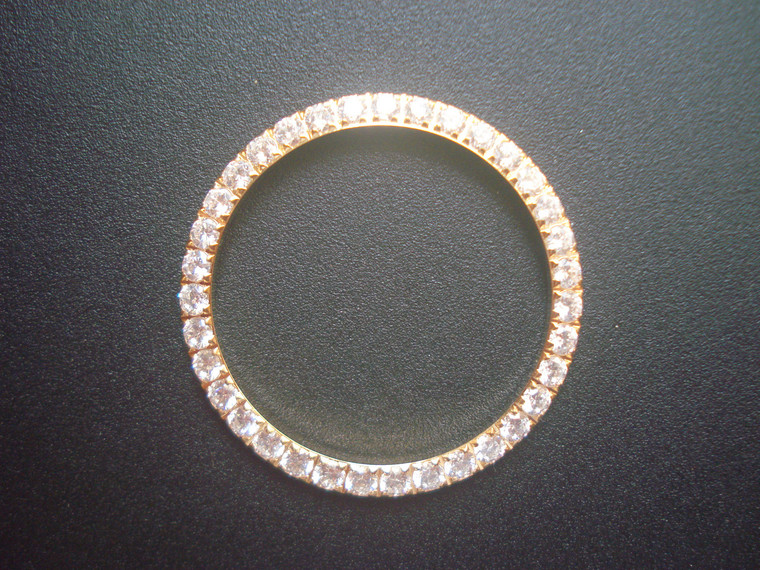 Gold Alloy Plated Yellow Golden Bezel With Prong Set Bigger CZ Rhinestones For Mens 36mm ROLEX DATEJUST Or DAY-DATE Watch