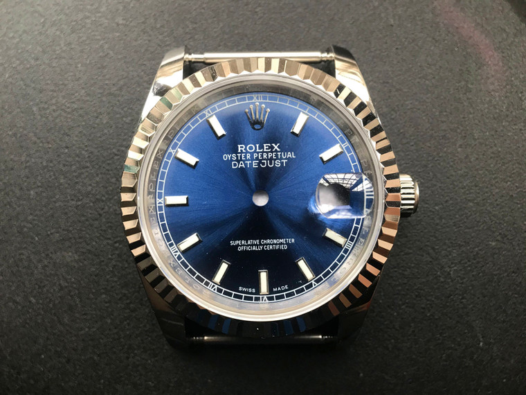 Steel Rolex 116234 DateJust 36mm Watch Set With Fluted Bezel And Blue Dial Has Small Roman Numerals Fit ETA 2824 Movement