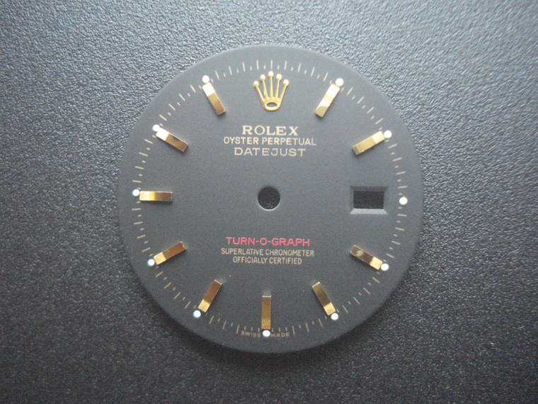 28.7mm Matt Grey-Black Dial Marked Rolex Symbol With Golden Sticks For Mens DATEJUST TURN-O-GRAPH Watch Fit DG 2813 Or MIYOTA 8215 Automatic Movement With DWO